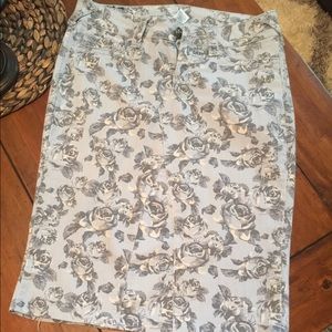Floral Stretchy Jean Skirt